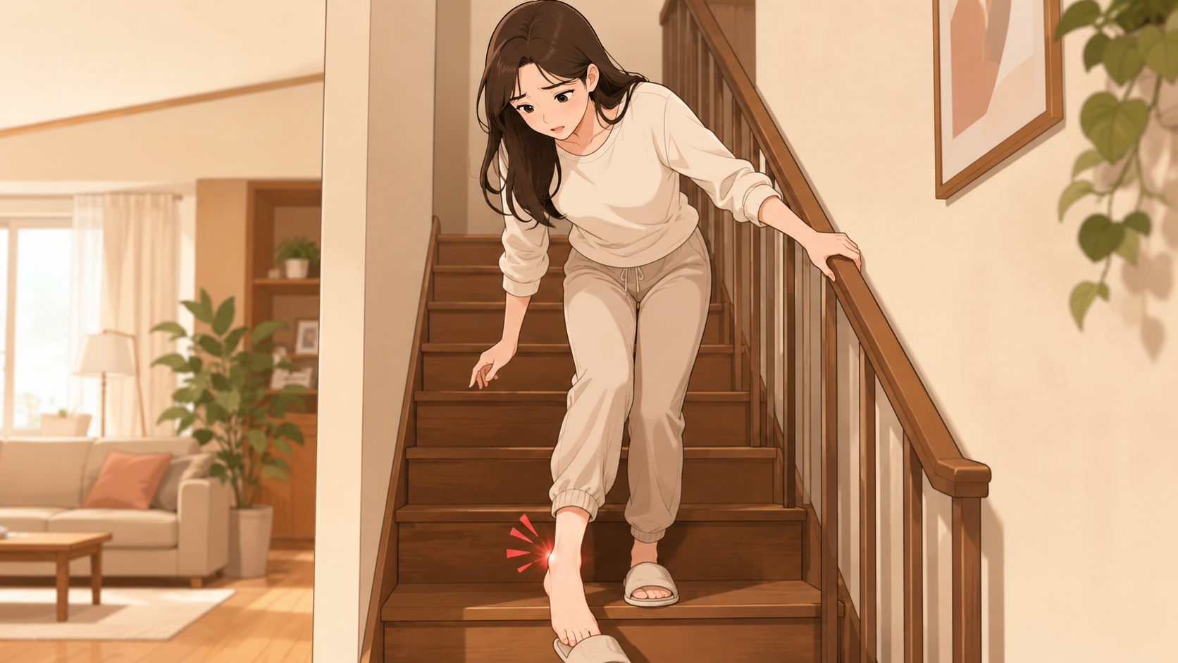 발목염좌 붓기는 빠졌는데 계단이 불안할 때