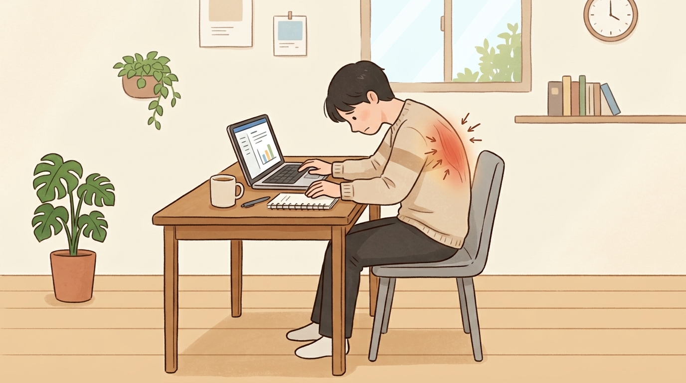 왜 오래 앉으면 허리가 굳을까 — 근육 긴장의 기전