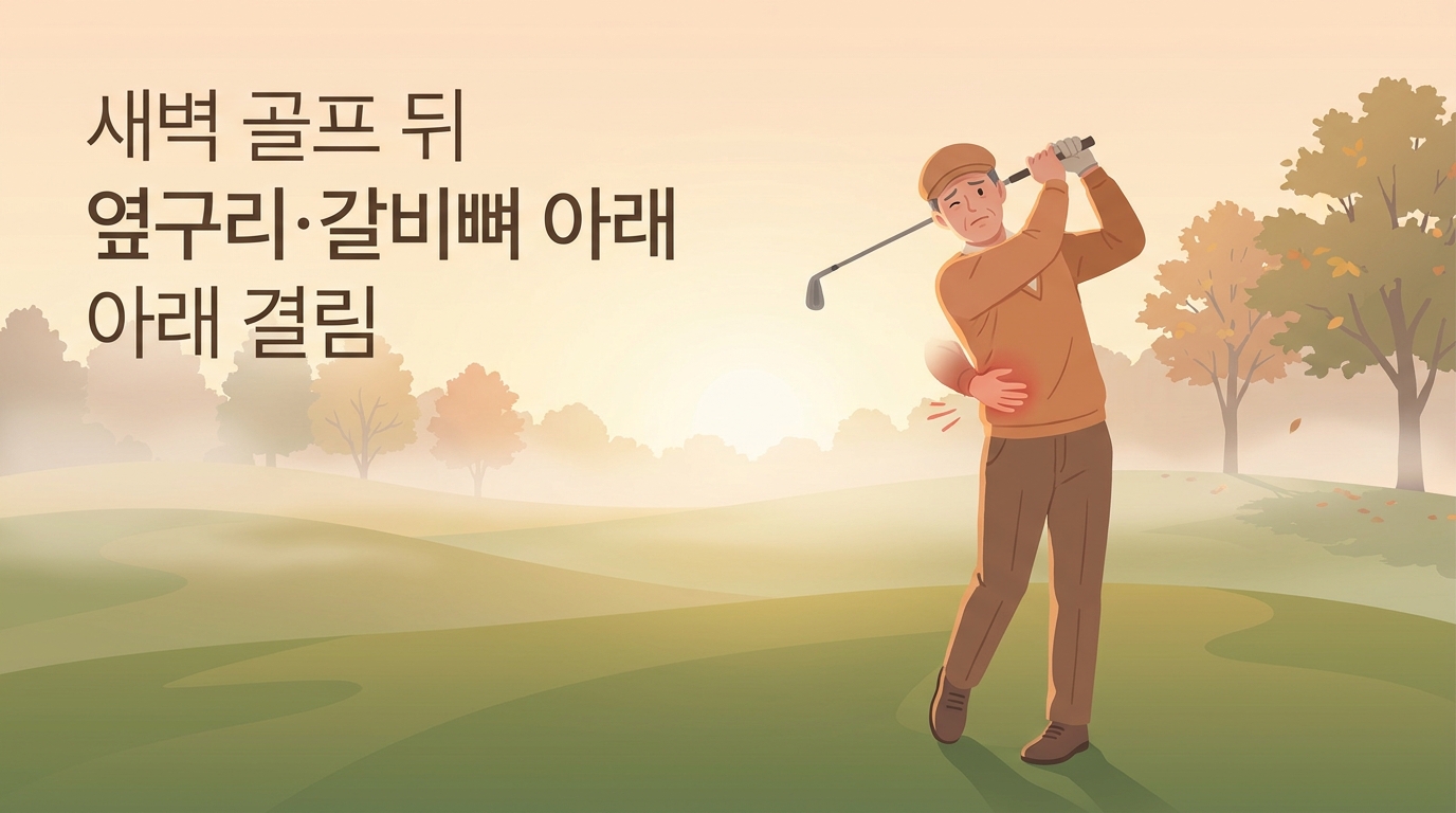 소흘 새벽 골프 라운딩 뒤 옆구리와 갈비뼈 아래가 결릴 때