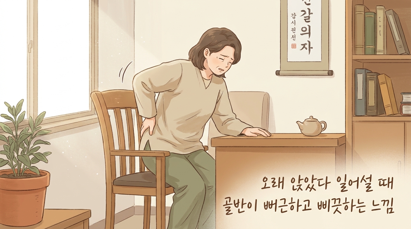 오래 앉았다 일어설 때 골반이 뻐근하고 삐끗하는 느낌