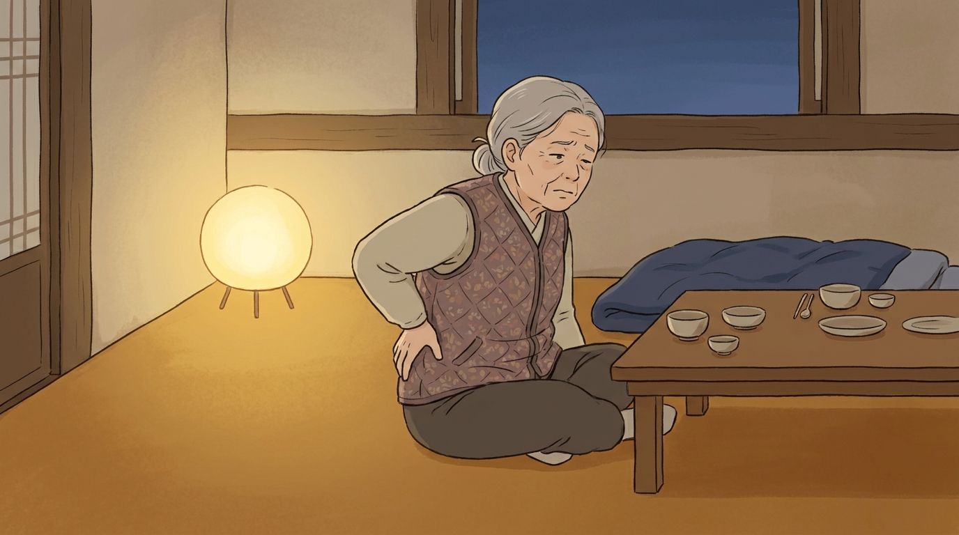 밭일 다녀온 저녁, 허리가 안 펴지는 그 느낌