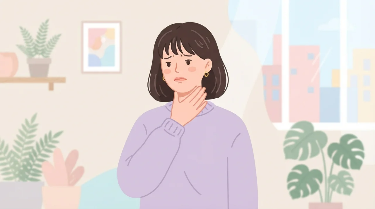 목 앞이 당기는 느낌