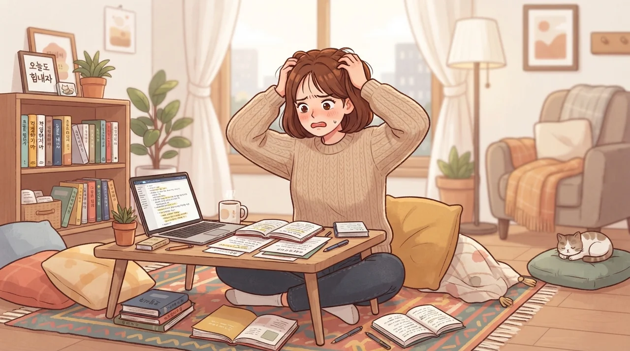 머리띠를 한 것처럼 꽉 조이는 기분