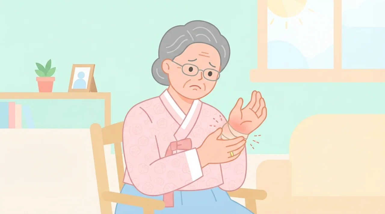 손목이 삐끗하면 손등까지 부어요