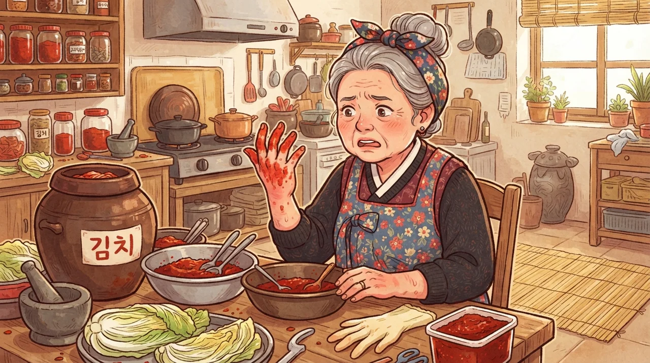 김장 다음날 엄지 아래가 왜 아플까요