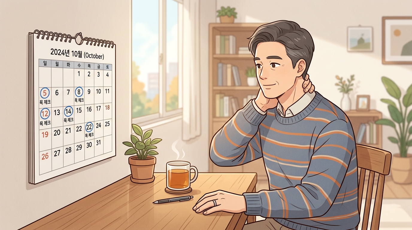 몇 주째 그대로거나 팔로 번지면, 목 상태를 한 번 봐야 한다