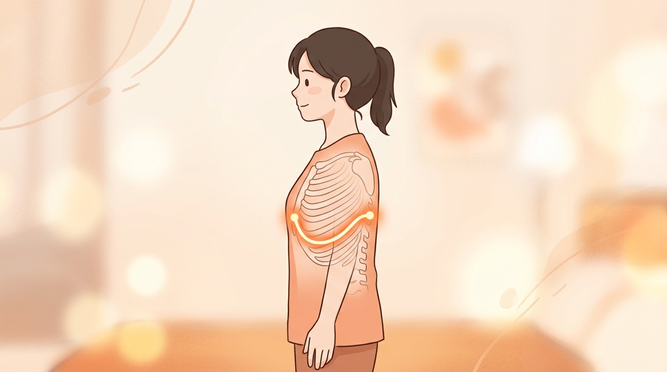 앞과 뒤가 한 줄로 이어져 결리는 이유