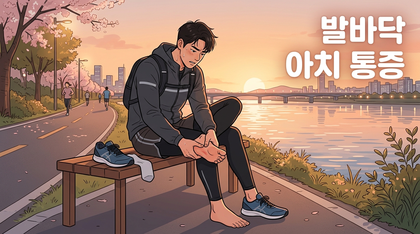 달리기 시작한 뒤 발바닥 한가운데가 화끈, 뒤꿈치가 아닌 발 중간이 아프다면