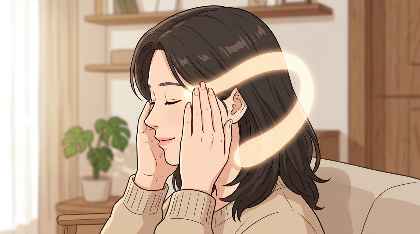 머리가 지끈거리는 게 아니라, 관자놀이가 꽉 조여요