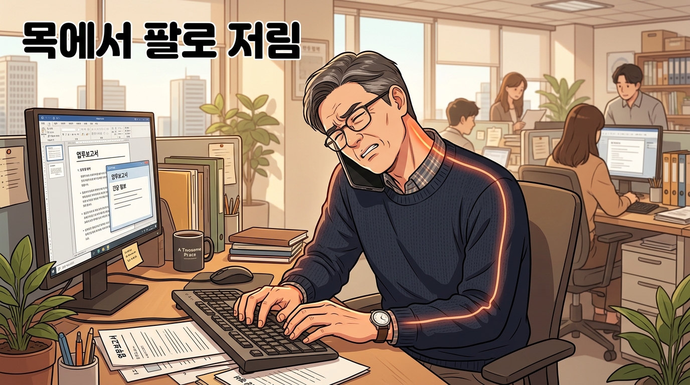 폰을 어깨로 끼고 오래 통화한 날, 목에서 팔로 찌릿하게 내려올 때