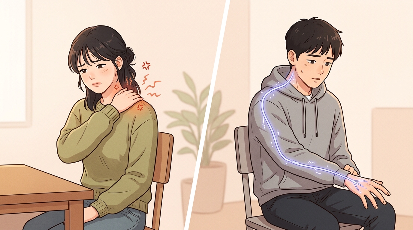 단순 근육 뭉침인지, 신경이 눌린 신호인지 갈라 봐야 합니다