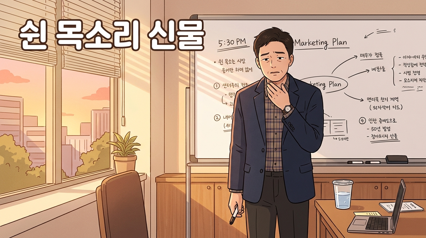 회의에 강의까지, 목 쓴 날 밤이면 쉰 목소리에 신물까지 올라올 때
