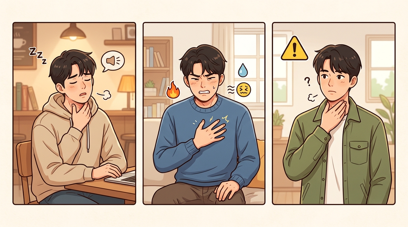 그냥 목 쉰 걸까, 역류가 얹힌 걸까 짚어보기