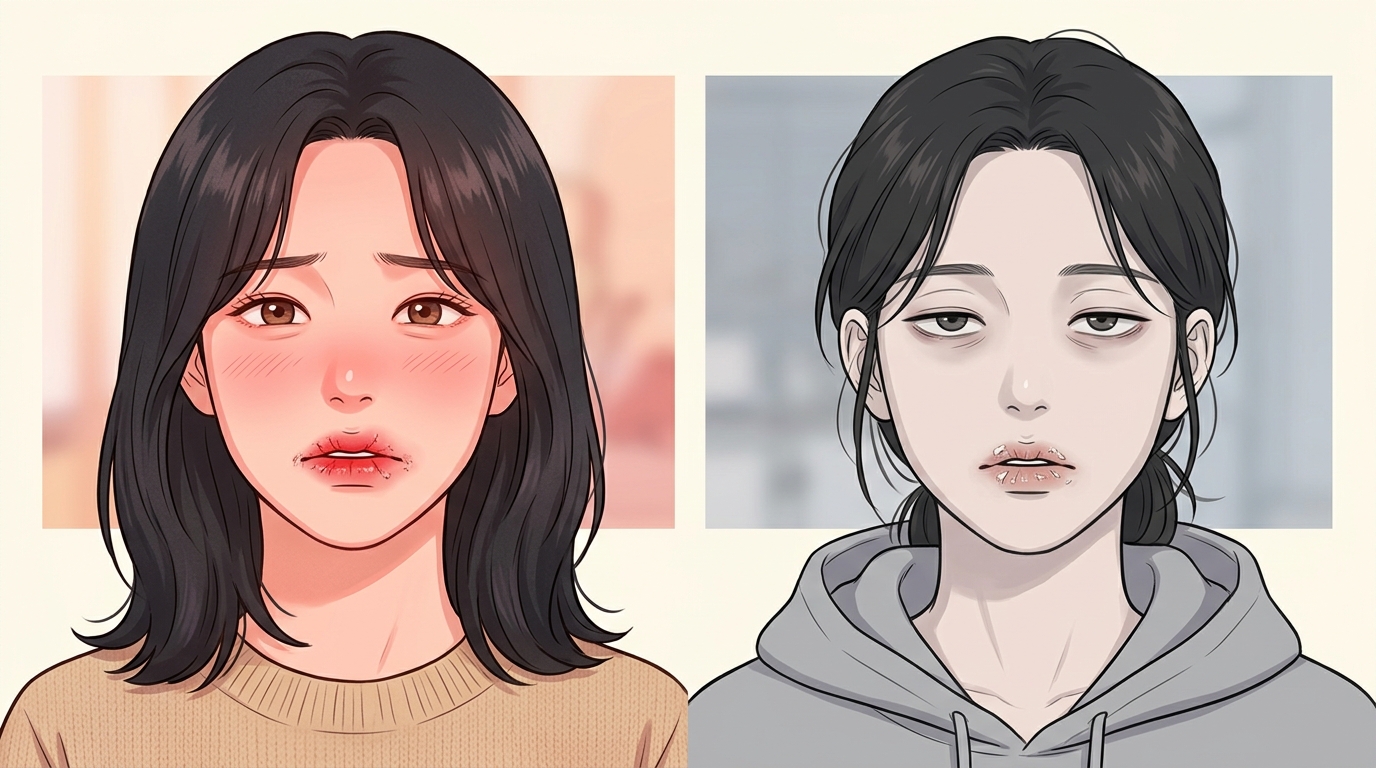 화끈거리며 트는 입술과, 축 처지듯 마르는 입술은 다르다