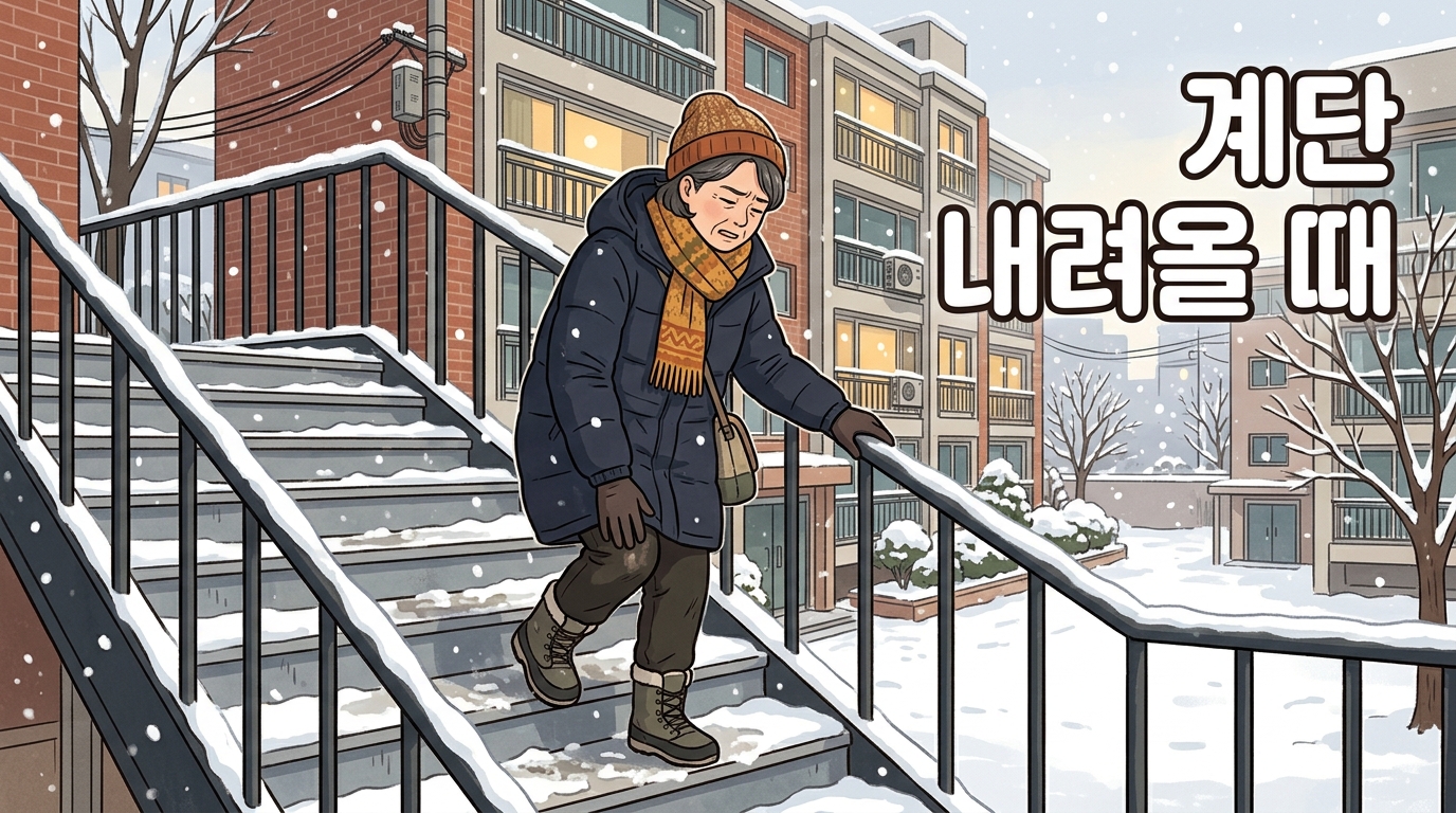 눈 오는 날 계단만 내려오면 무릎이 시큰, 올라갈 땐 멀쩡한데