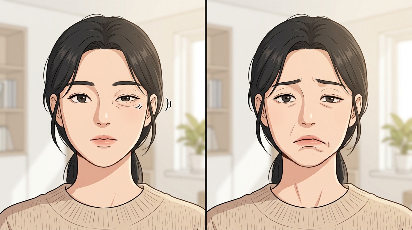 눈꺼풀만 떨리는 것과 얼굴이 도는 것은 시작부터 다릅니다