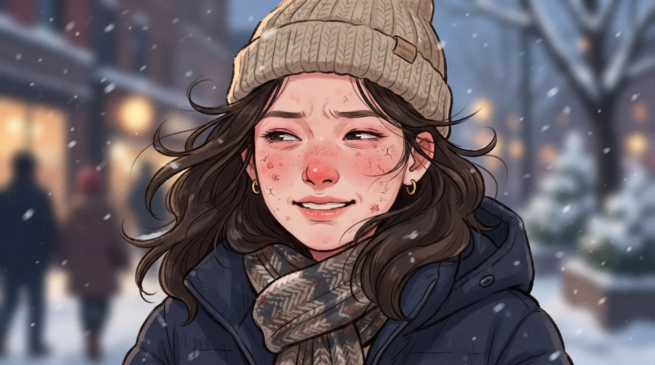 찬 바람에 얼굴이 자꾸 변해요
