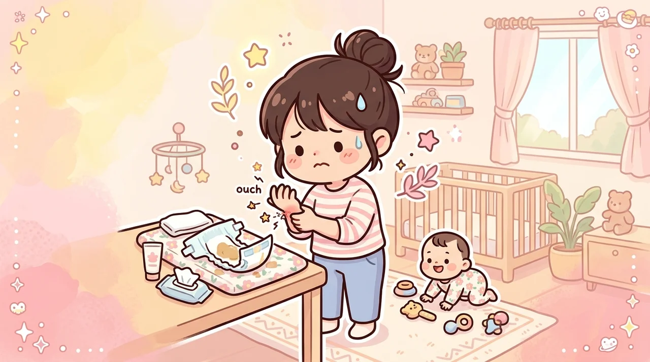 기저귀 갈다 손목이 아플 때, 엄마 마음 편하게