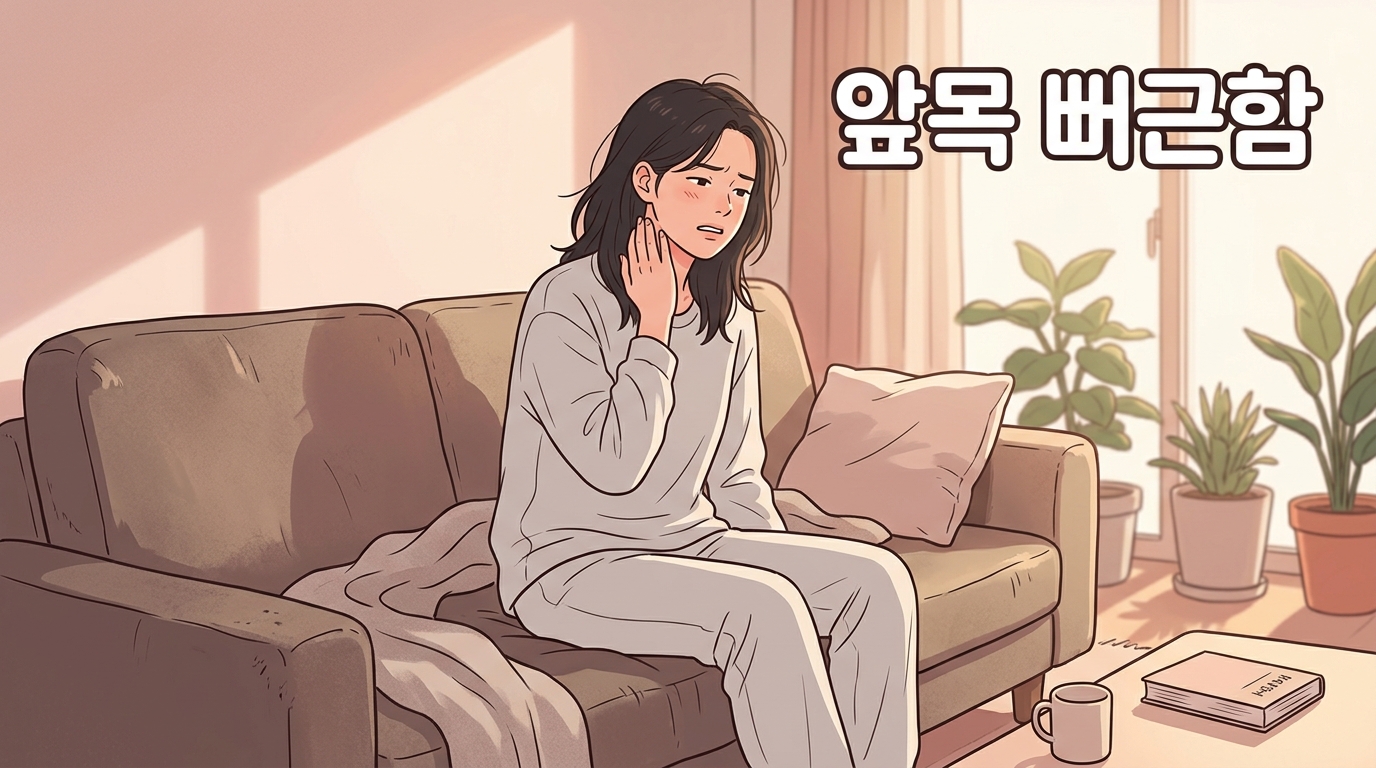베개 없이 낮잠 잔 뒤 턱 아래와 앞목이 뻐근할 때