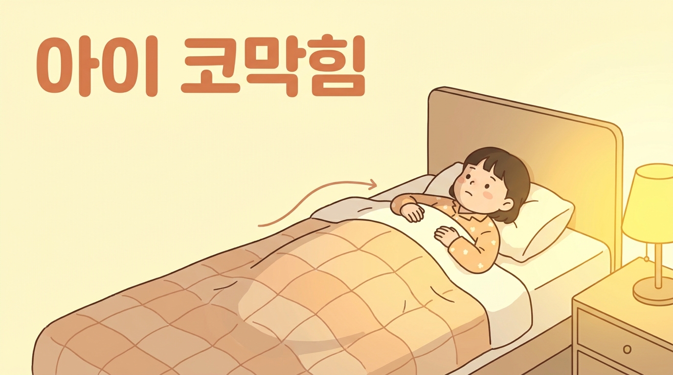 아이가 잠들기 전 코를 훌쩍이다 배까지 들썩이며 숨쉴 때