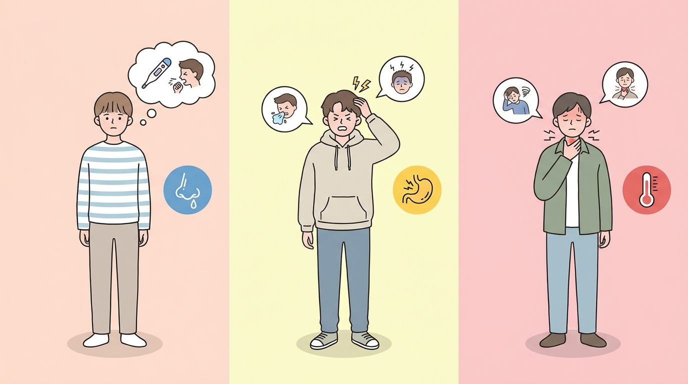 환경·시간·동반증상을 나눠보세요