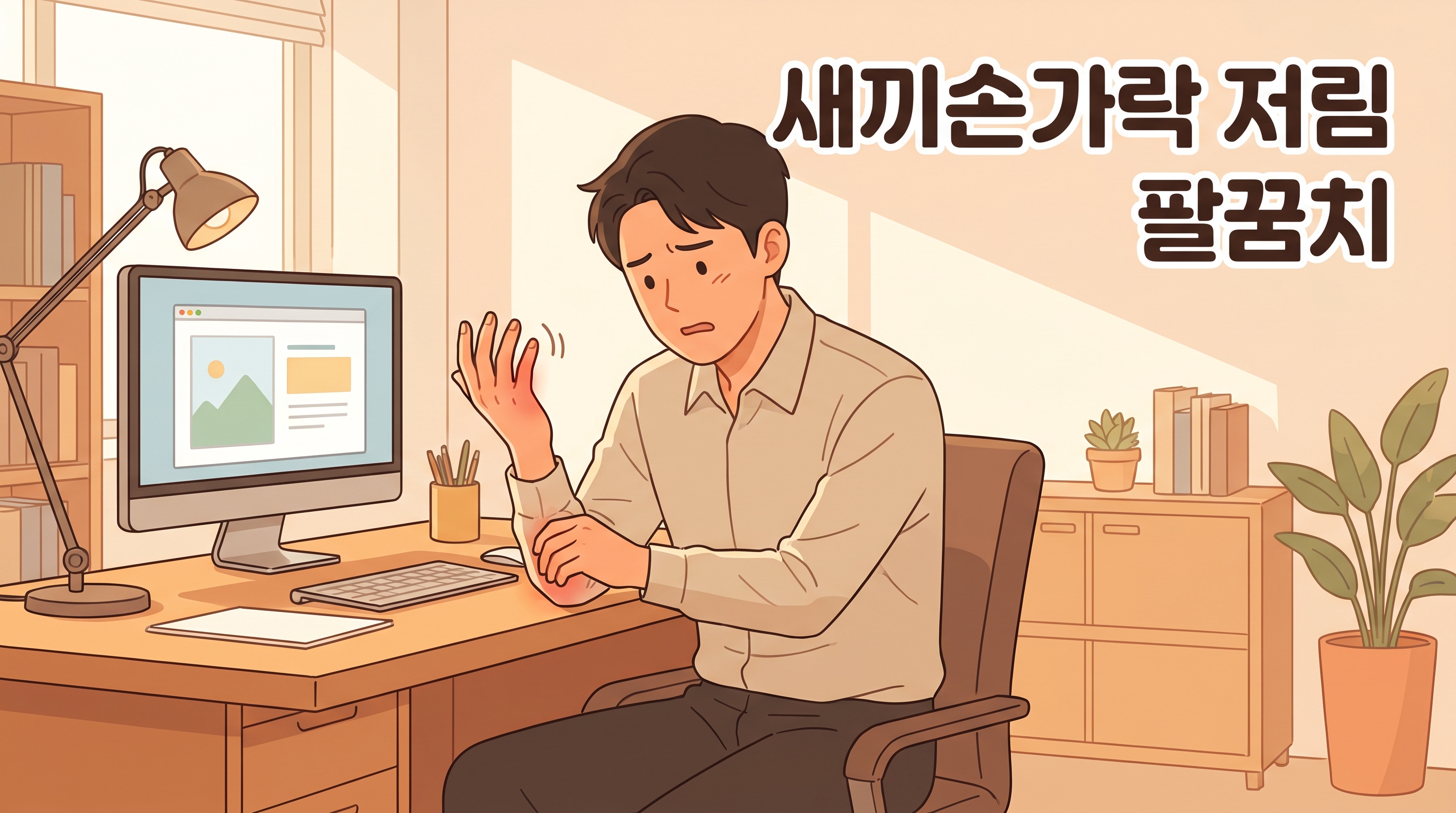 컴퓨터 앞에만 앉으면 새끼손가락과 약지가 저려온다면, 손목이 아니라 팔꿈치입니다