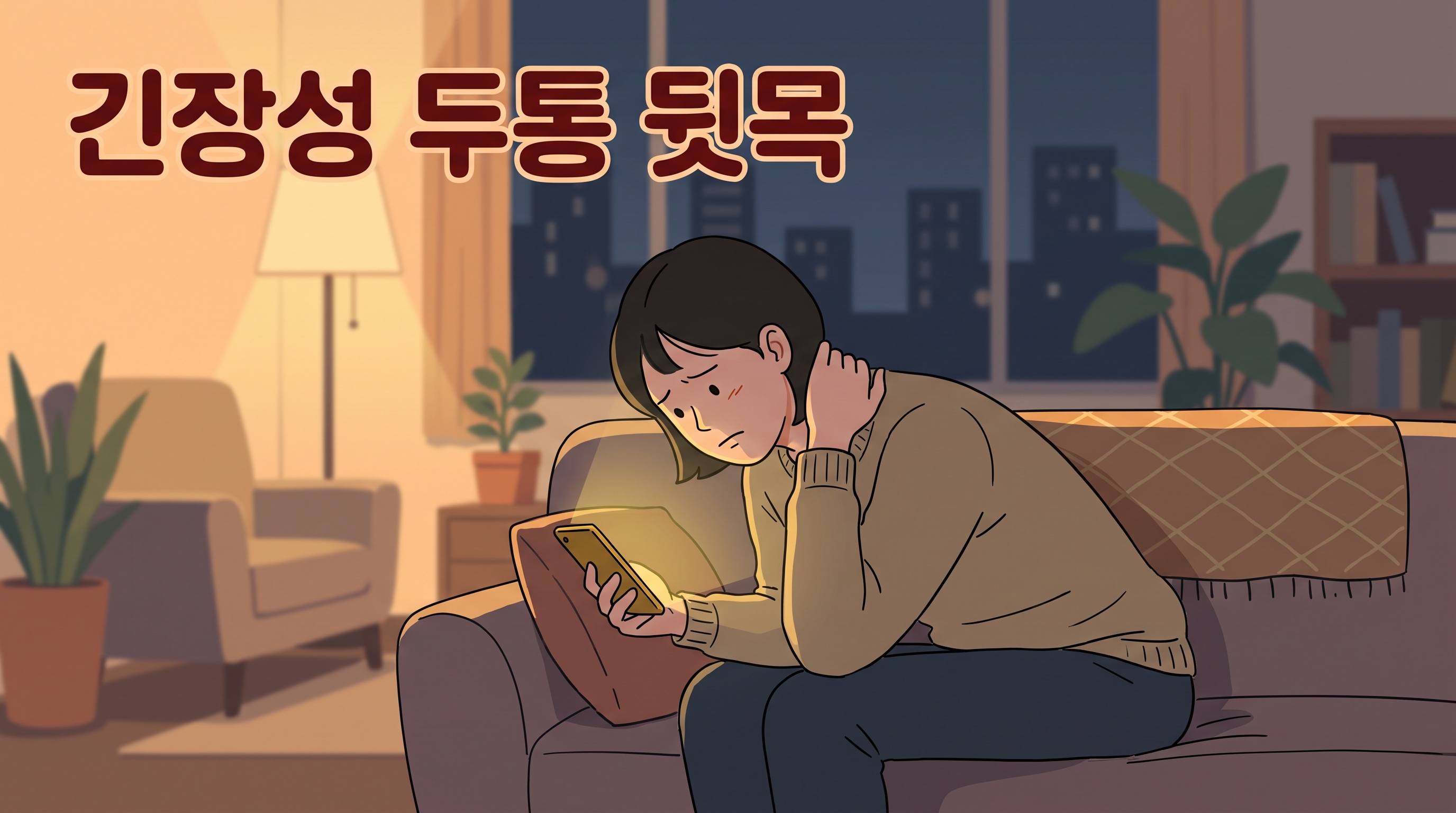 스마트폰 붙잡고 있던 저녁, 뒷목 아래가 조여오다 두통까지 올라올 때