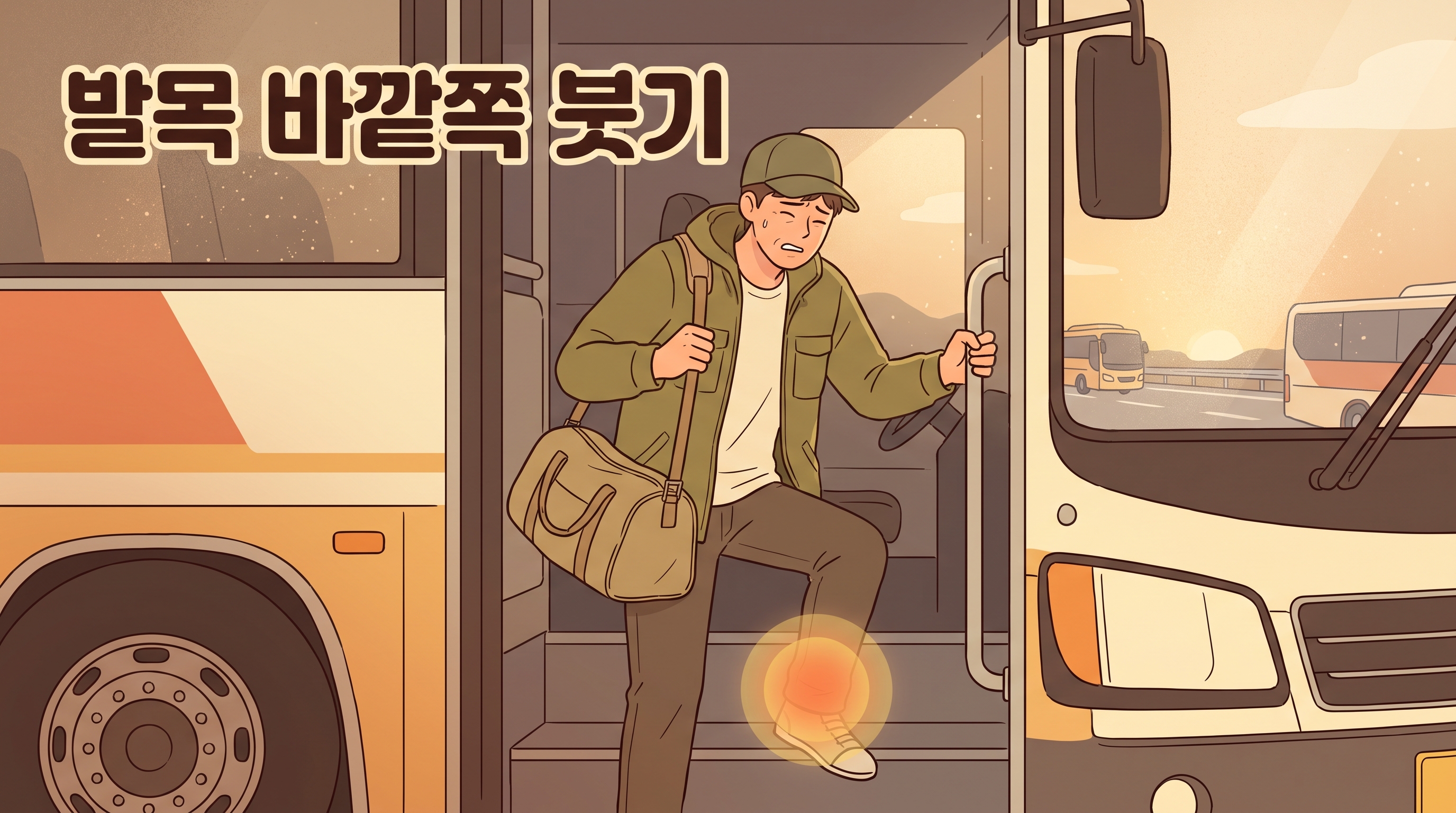 장거리 버스에서 내렸더니 발목 바깥쪽이 붓고 시큰거릴 때