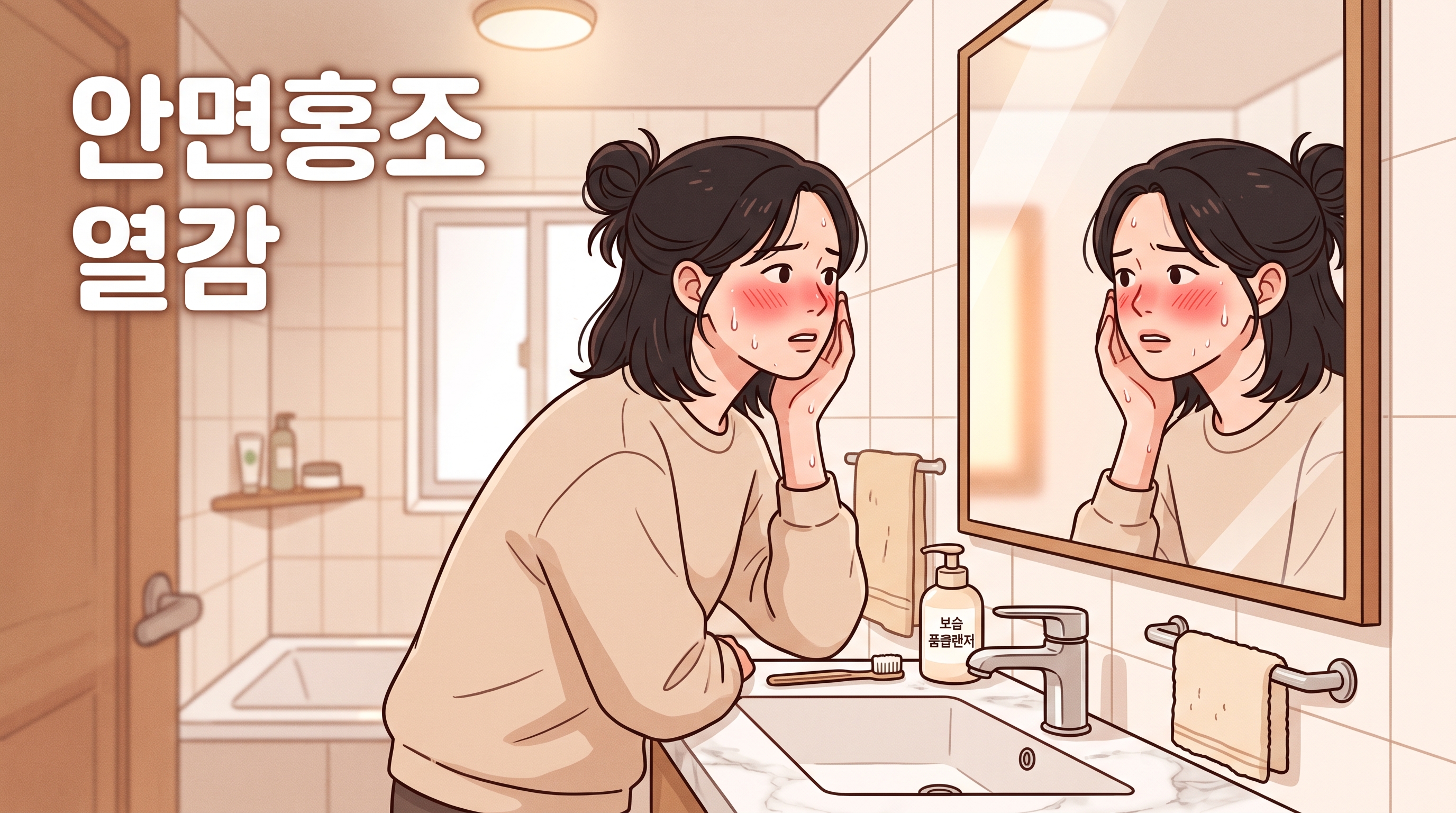세수만 하면 볼이 확 달아오르고 열감이 안 빠지는 홍조, 피부가 아니라 위쪽에 몰린 열을 봐야 합니다