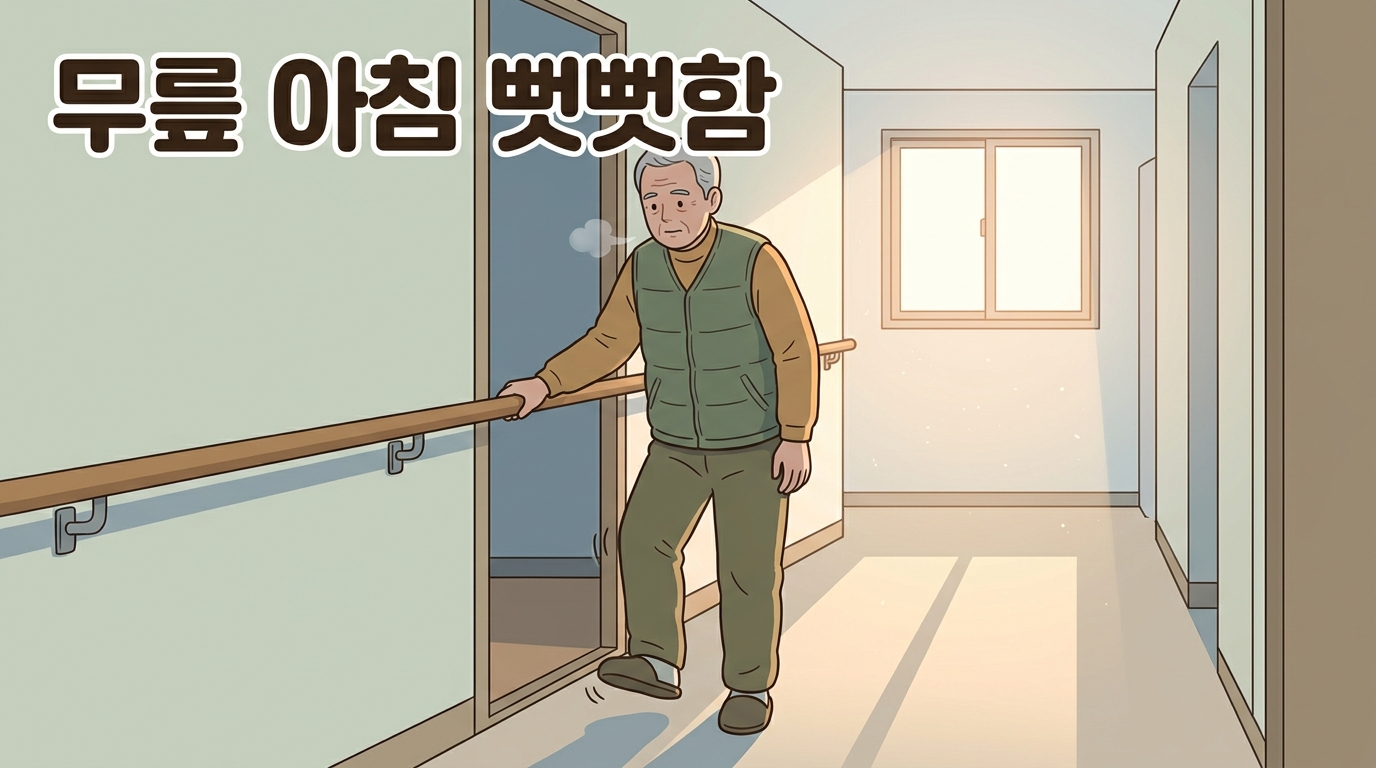 관인 무릎 아침 뻣뻣함 조조강직 포천일동대영한의원 - 관인 겨울 아침, 방문 나서는 첫 몇 걸음이 뻑뻑해 난간을 잡으시는 어르신께