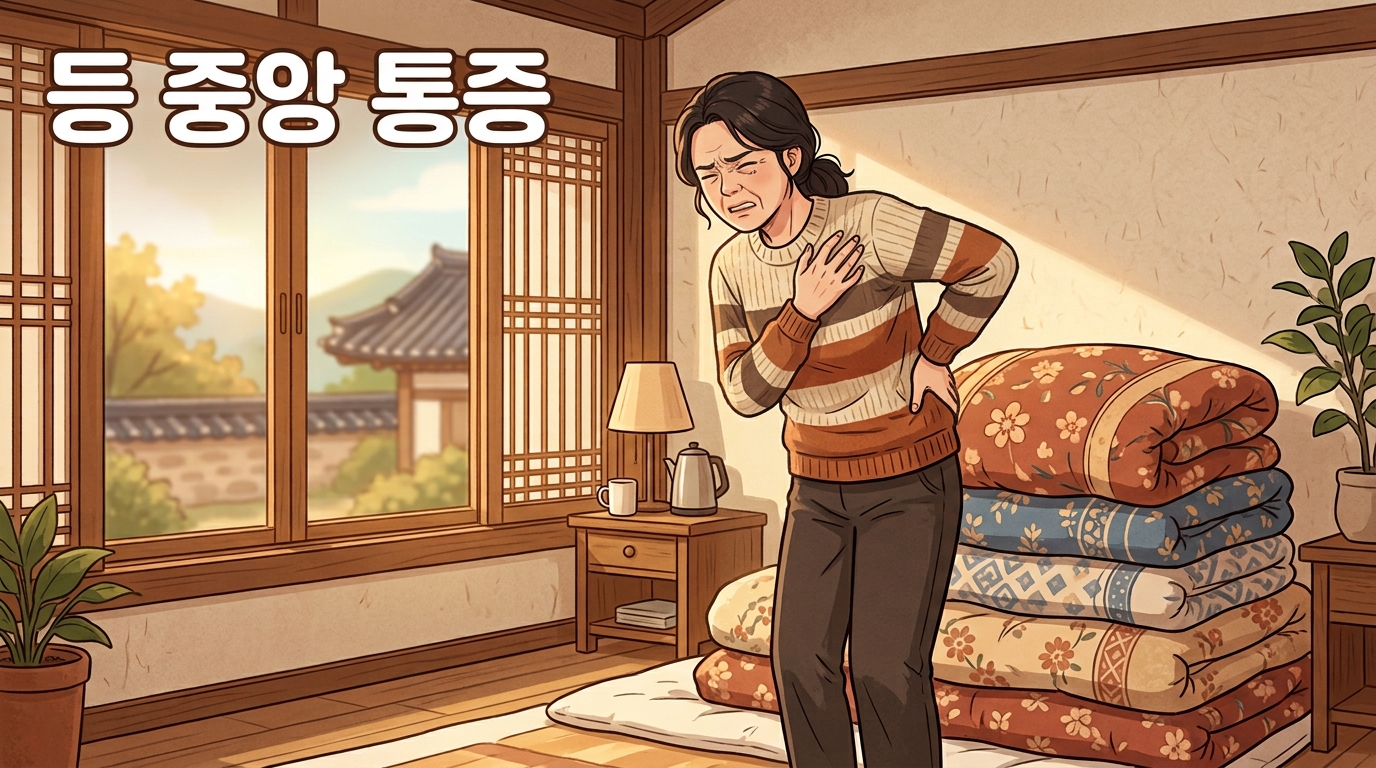 내촌 등 중앙 통증 포천일동대영한의원 - 내촌 펜션 청소하고 무거운 이불 나른 다음날, 등 한복판이 안 펴질 때