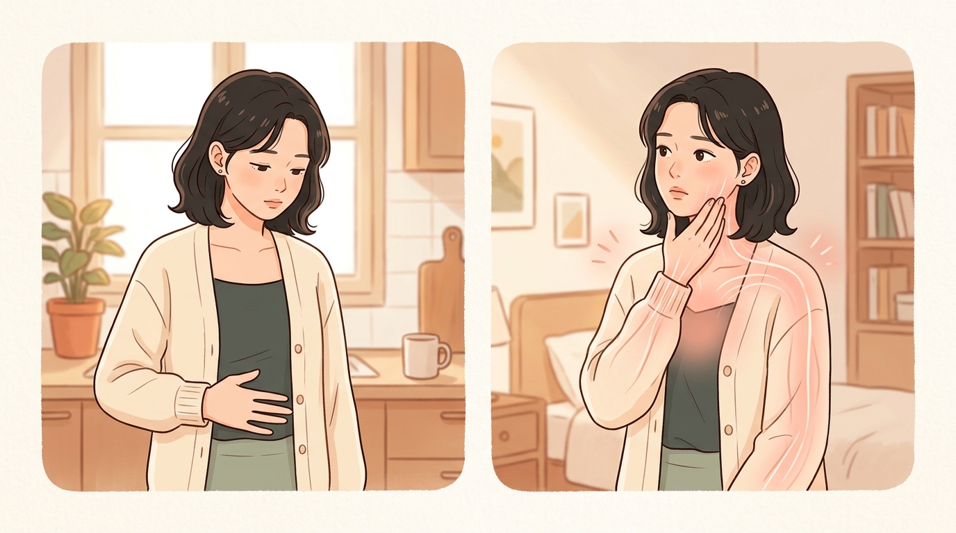 소흘 과식 후 야간 위경련 소흘 과식 후 야간 위경련 - 체한 건지, 위경련인지, 더 급한 신호인지 나눠보기