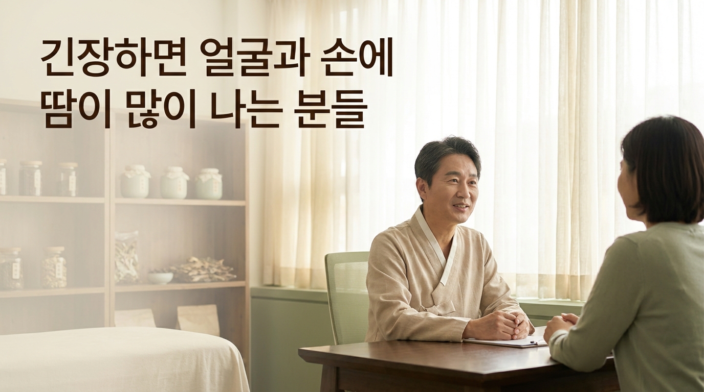 소흘 다한증 포천일동대영한의원 - 긴장하면 얼굴과 손에 땀이 유독 많이 나는 사람
