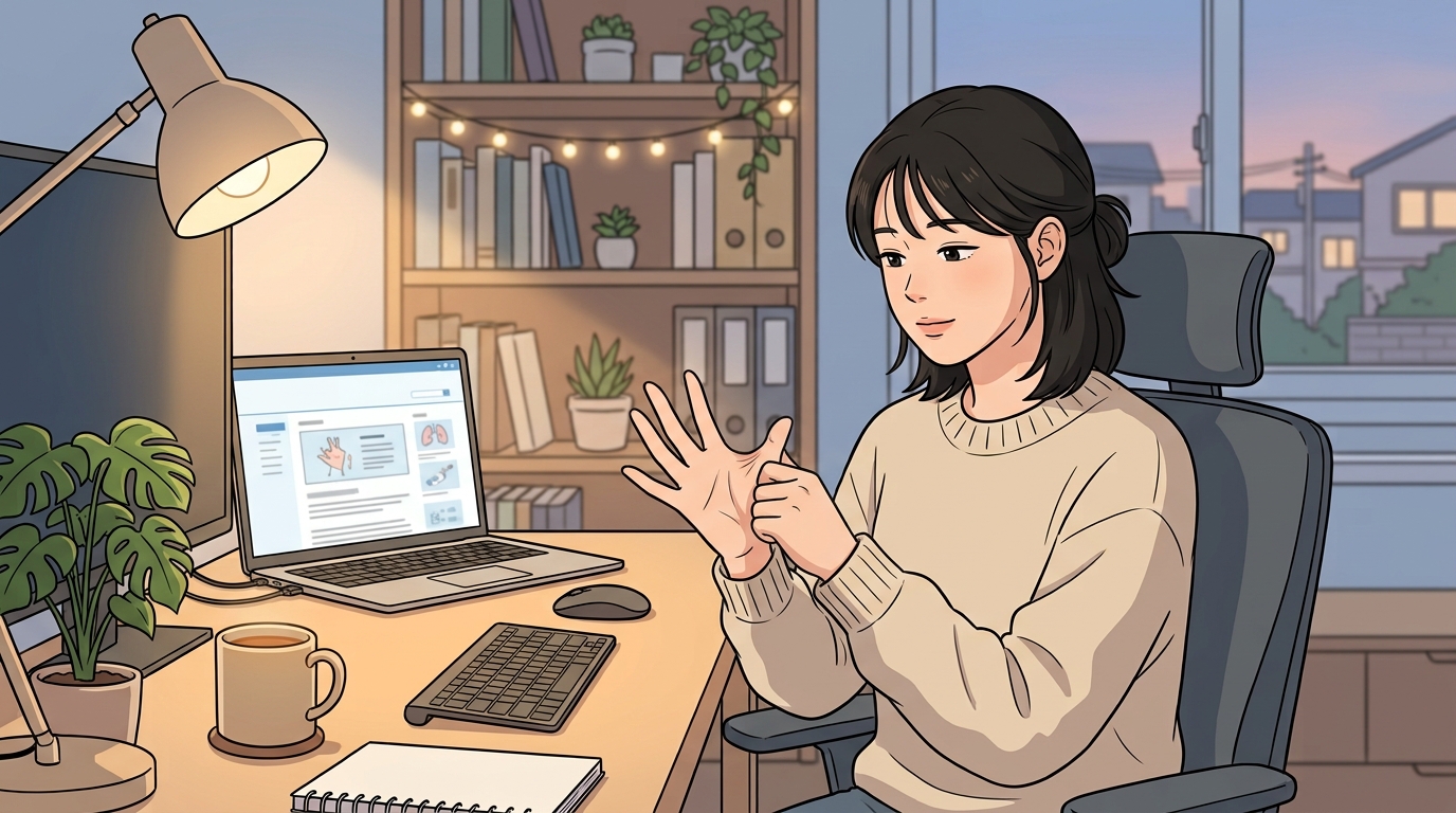 송우리 엄지 검지 사이 뻣뻣함 - 손목은 멀쩡한데 왜 그 사이만 뻣뻣할까요
