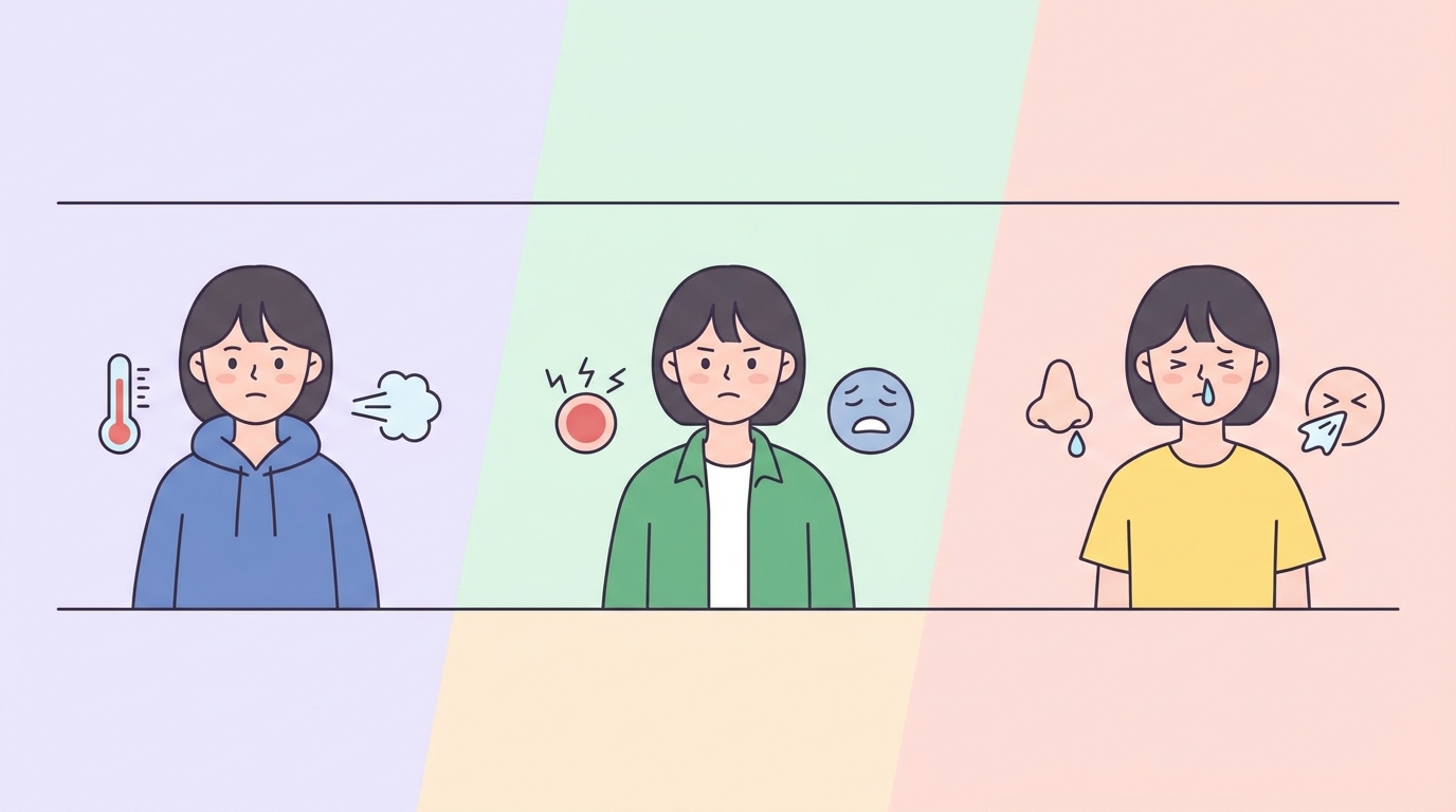 송우리 재채기 코간지러움 송우리 재채기 코간지러움 - 환경·시간·동반증상을 나눠보세요