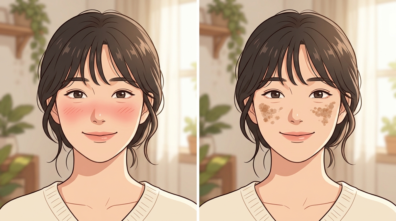 일동 얼굴 색소침착 - 홍조일까 기미일까, 붉은 것과 갈색은 결이 다릅니다