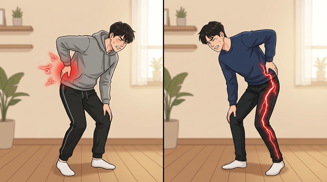 철원 제설 삽질 후 요추 굴곡 통증 - 같은 허리 통증이라도 이런 신호는 갈라 봐야 합니다